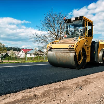 Asphalt paving crew working on a Southern California project